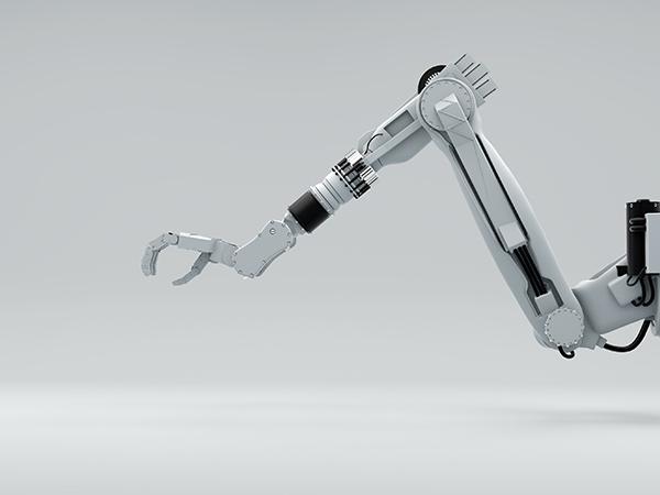 The robotic arm dances in sync